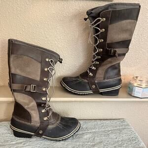 Sorel Conquest Carly Boots Women’s 10.5 Tall Waterproof Boots Suede Leather